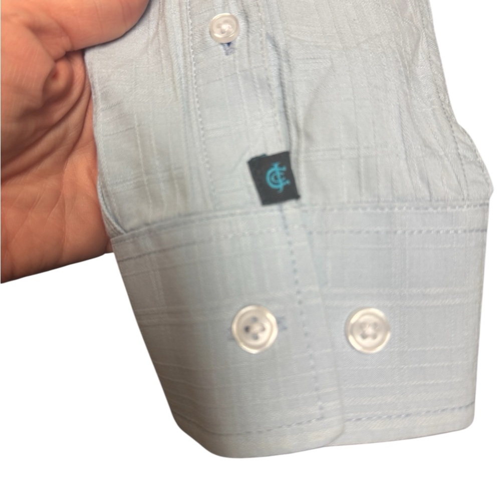 CODY JAMES Core Light Blue Textured Slub LS Button-Down Shirt Sz L - Picture 4 of 5